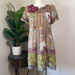 Lucca baby doll short sleeves floral print mini dress